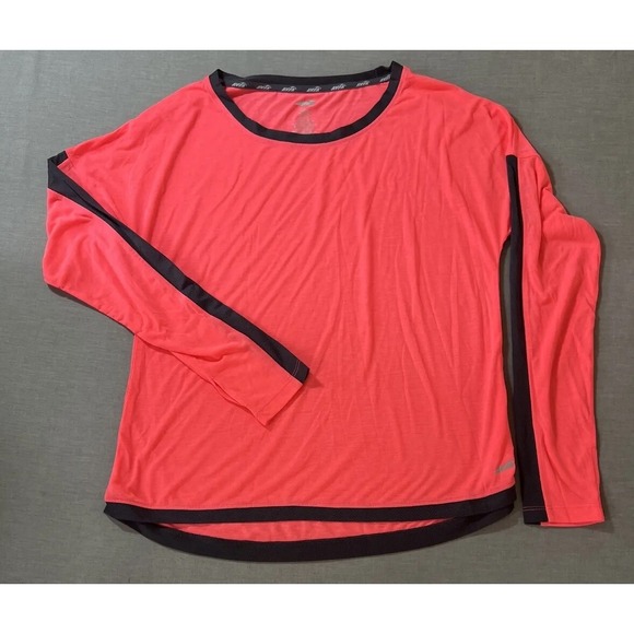 Avia Tops - Avia Women's Bright Coral Long Sleeve Top with Black Trim